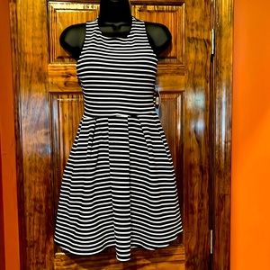 NWT Navy & White Cut Out Back Tank Dress